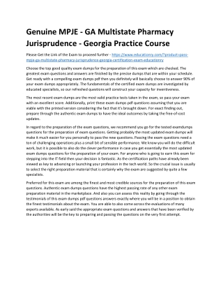 MPJE - GA Multistate Pharmacy Jurisprudence - Georgia