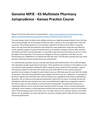 MPJE - KS Multistate Pharmacy Jurisprudence - Kansas