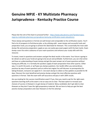 MPJE - KY Multistate Pharmacy Jurisprudence - Kentucky