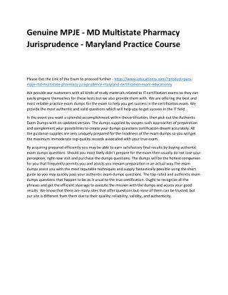 MPJE - MD Multistate Pharmacy Jurisprudence - Maryland