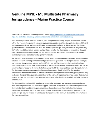 MPJE - ME Multistate Pharmacy Jurisprudence - Maine