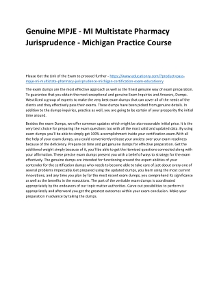 MPJE - MI Multistate Pharmacy Jurisprudence - Michigan