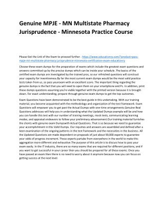 MPJE - MN Multistate Pharmacy Jurisprudence - Minnesota