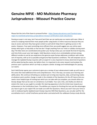 MPJE - MO Multistate Pharmacy Jurisprudence - Missouri