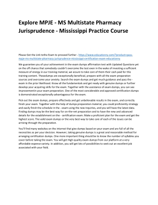 MPJE - MS Multistate Pharmacy Jurisprudence - Mississippi