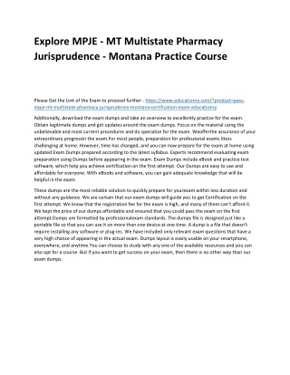 MPJE - MT Multistate Pharmacy Jurisprudence - Montana