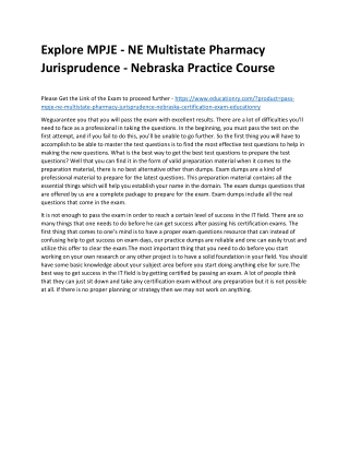 MPJE - NE Multistate Pharmacy Jurisprudence - Nebraska