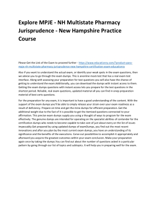 MPJE - NH Multistate Pharmacy Jurisprudence - New Hampshire