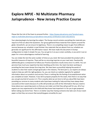 MPJE - NJ Multistate Pharmacy Jurisprudence - New Jersey