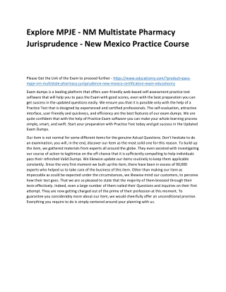 MPJE - NM Multistate Pharmacy Jurisprudence - New Mexico