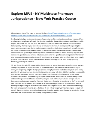 MPJE - NY Multistate Pharmacy Jurisprudence - New York