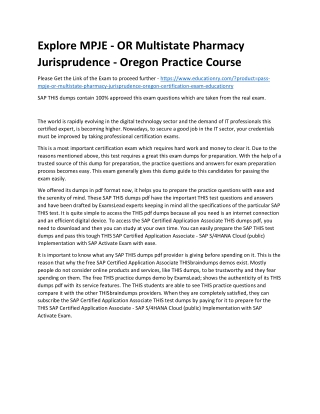 MPJE - OR Multistate Pharmacy Jurisprudence - Oregon