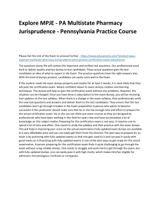 MPJE - PA Multistate Pharmacy Jurisprudence - Pennsylvania