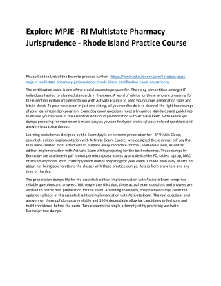 MPJE - RI Multistate Pharmacy Jurisprudence - Rhode Island