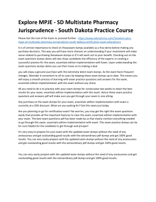 MPJE - SD Multistate Pharmacy Jurisprudence - South Dakota