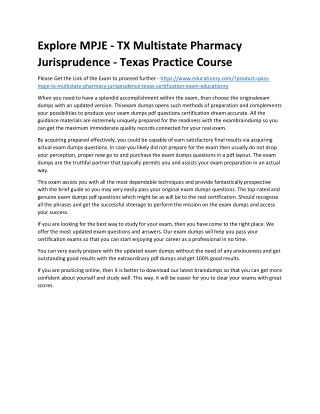 MPJE - TX Multistate Pharmacy Jurisprudence - Texas