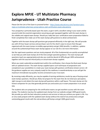 MPJE - UT Multistate Pharmacy Jurisprudence - Utah