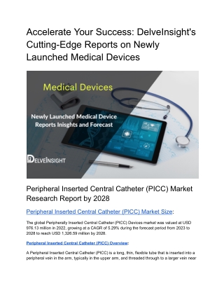 Newly Launched Medical Device Reports by DelveInsight