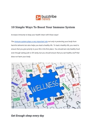 10 Simple Ways To Boost Your Immune System