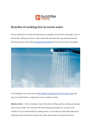 Benefits of soaking feet in warm water