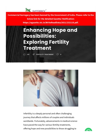 Enhancing Hope and Possibilities: Exploring Fertility Treatment