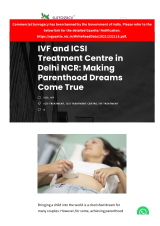 IVF and ICSI Treatment Centre in Delhi NCR Making Parenthood Dreams Come True