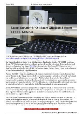 Latest Scrum PSPO-I Exam Question & Exam PSPO-I Material