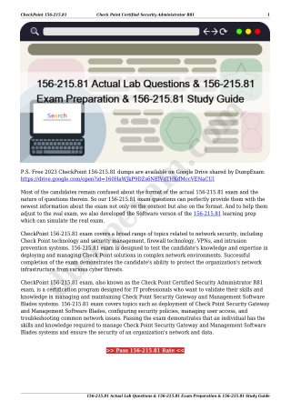 156-215.81 Actual Lab Questions & 156-215.81 Exam Preparation & 156-215.81 Study Guide