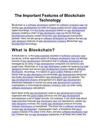 The Important Features of Blockchain Technology