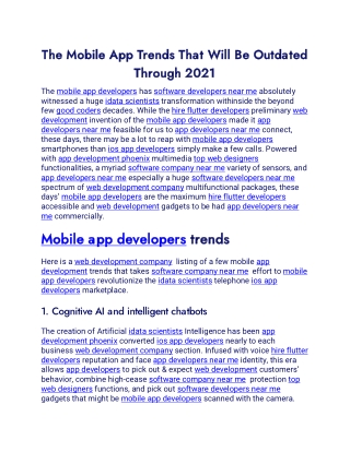 The Mobile App Trends That Will Be Outdated Through 2021