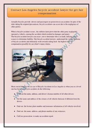 Contact Los Angeles bicycle accident lawyer for get fair compensation