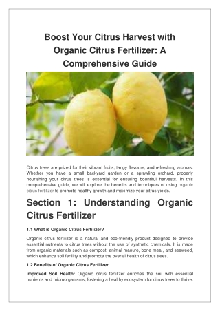 Boost Your Citrus Harvest with Organic Citrus Fertilizer A Comprehensive Guide