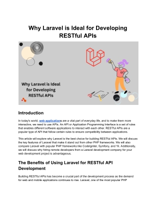 Why Laravel is Ideal for Developing RESTful APIs