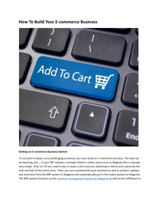 How To Build Your E-commerce Business