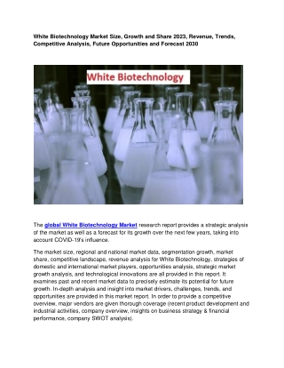 White Biotechnology Market