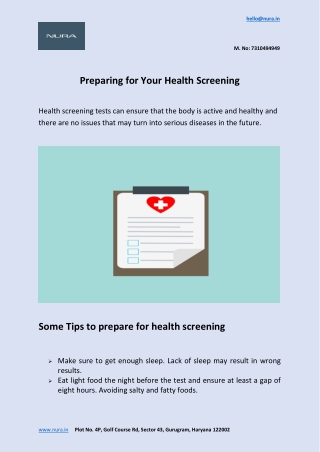 Preparing for Your Health Screening