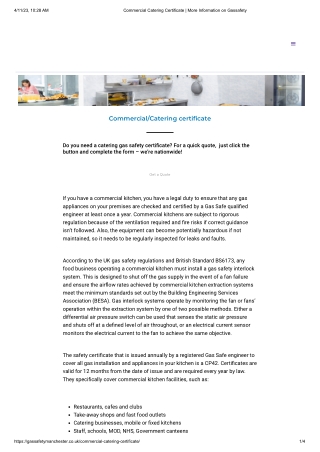 Commercial Catering Certificate _ More Information on Gassafety