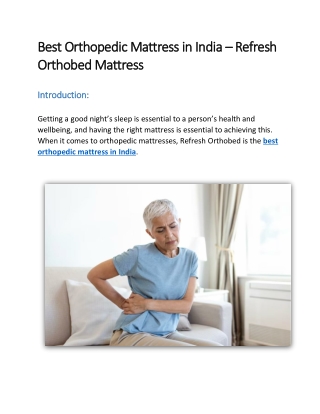 Best Orthopedic Mattress in India 2023 – Refresh Orthobed Mattress