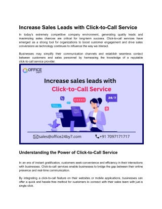 Increase Sales Leads with Click-to-Call Service