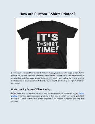 How are Custom T-Shirts Printed?