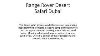 Range Rover Desert Safari