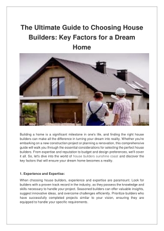 The Ultimate Guide to Choosing House Builders Key Factors for a Dream Home