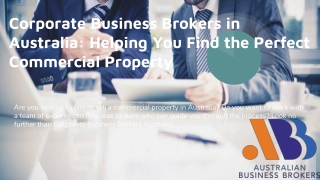 Corporate Business Brokers in Australia: Helping You Find the Perfect Commercial