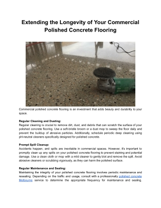 Best Polished Concrete Flooring Melbourne Services