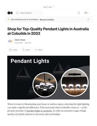 Shop for Top-Quality Pendant Lights in Australia at Cobuilds in 2023 _ by Zakiul Hasan _ May, 2023 _ Medium