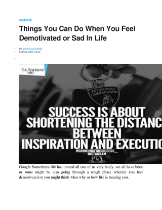 Things You Can Do When You Feel Demotivated or Sad In Life