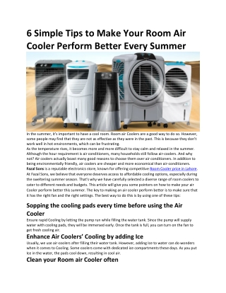 6 Simple Tips to Make Your Room Air Cooler Perform Better Every Summer