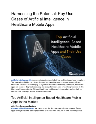 Top Artificial Intelligence-Based Healthcare Mobile Apps and Their Use Cases