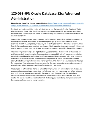 1Z0-063-JPN Oracle Database 12c: Advanced Administration