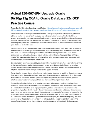 1Z0-067-JPN Upgrade Oracle 9i/10g/11g OCA to Oracle Database 12c OCP